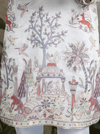 White Viscose Silk Thread & Sequence Embroidered Work Kurta With Pant