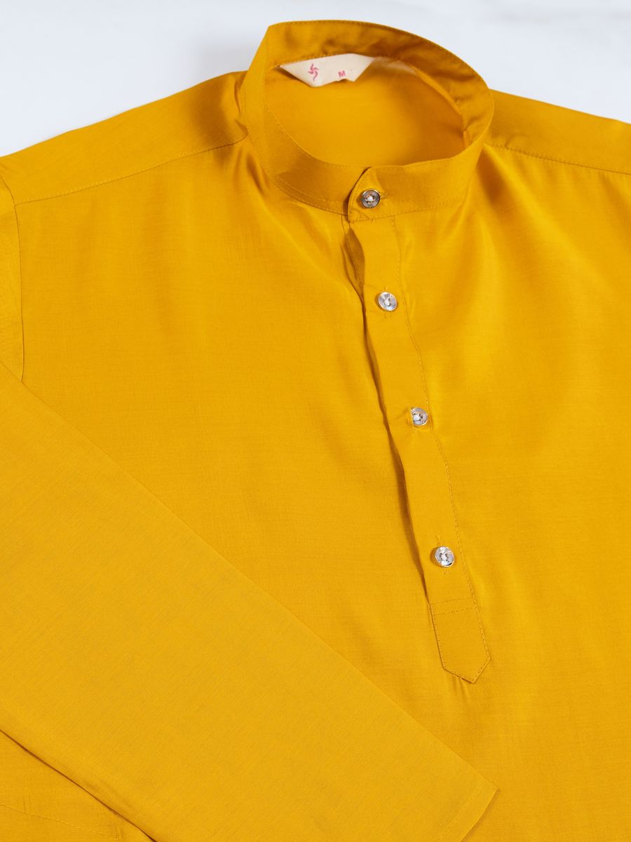 YELLOW VISCOSE SILK THREAD & SWAROVSKI EMBOIDERED WORK KURTA KOTI - qivii