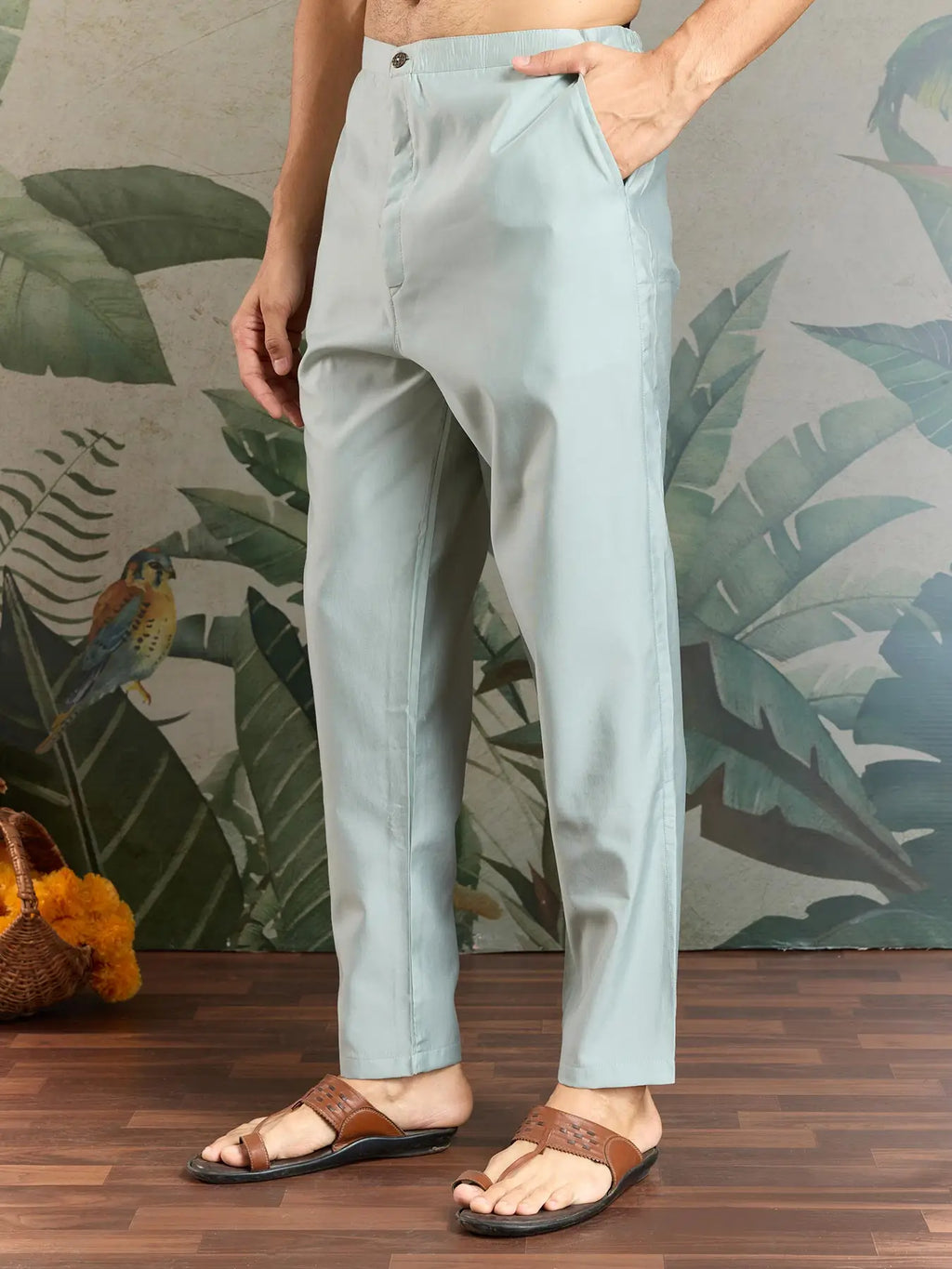 Sky Viscose Silk Thread & Sequence Embroidered Work Kurta With Bottom