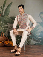 Begie Viscose Silk Thread & Sequence Embroidered Work Kurta With Bottom