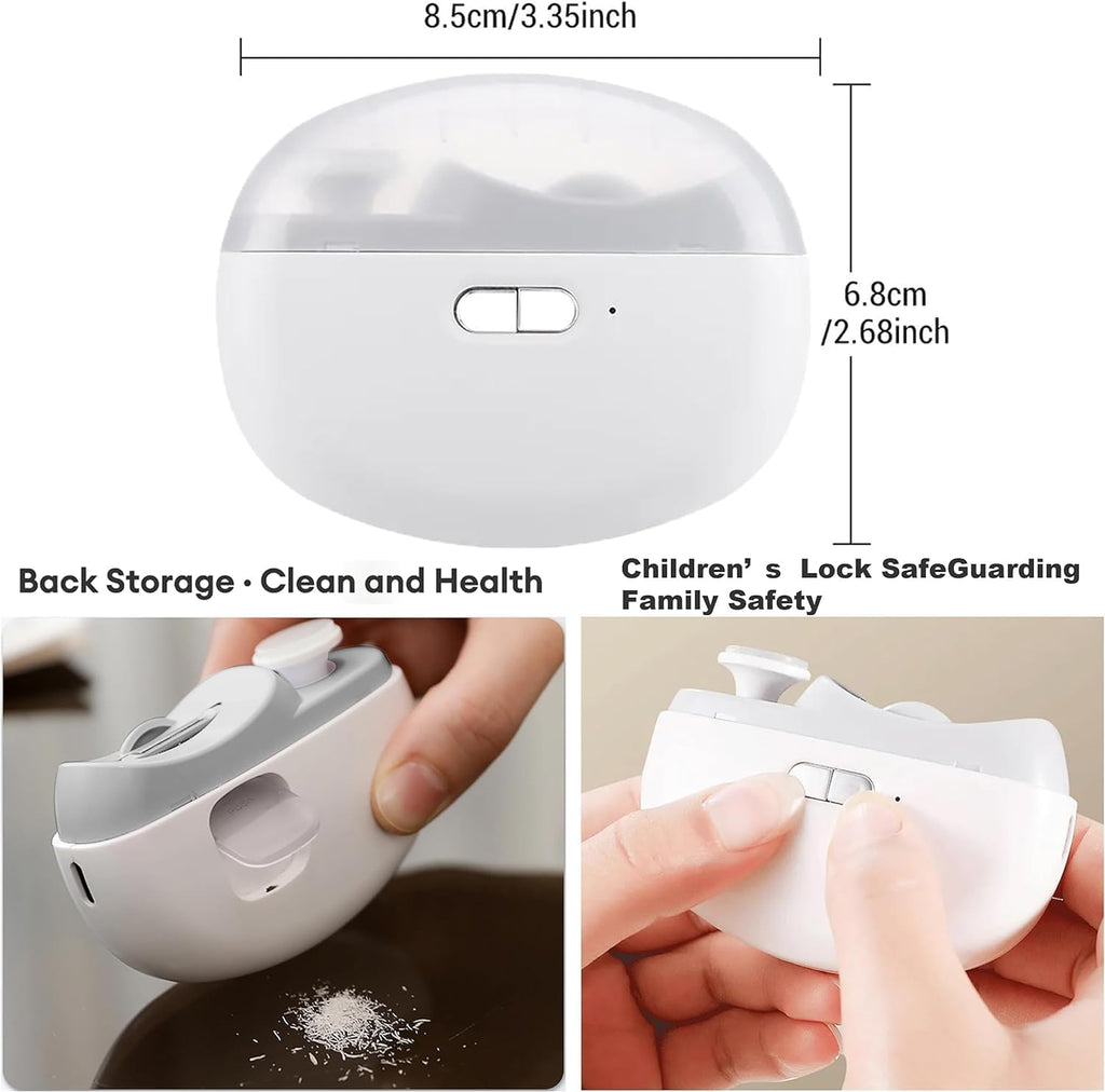 2-in-1 Electric Nail Clipper for Adults & Kids | USB Rechargeable Nail Trimmer with LED Light