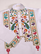 White Viscose Silk Thread & Sequence Embroidered Work Kurta