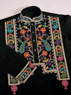 Black Viscose Silk Thread & Sequence Embroidered Work Kurta