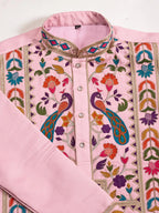 Pink Viscose Silk Thread & Sequence Embroidered Work Kurta