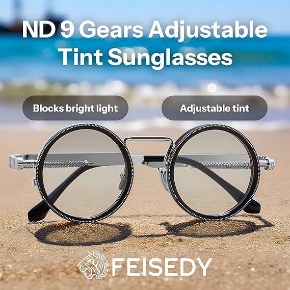 Adjustable Tint Sunglasses | 1-9 Gear ND Filter UV Protection Sunglasses for Driving & Outdoor Use