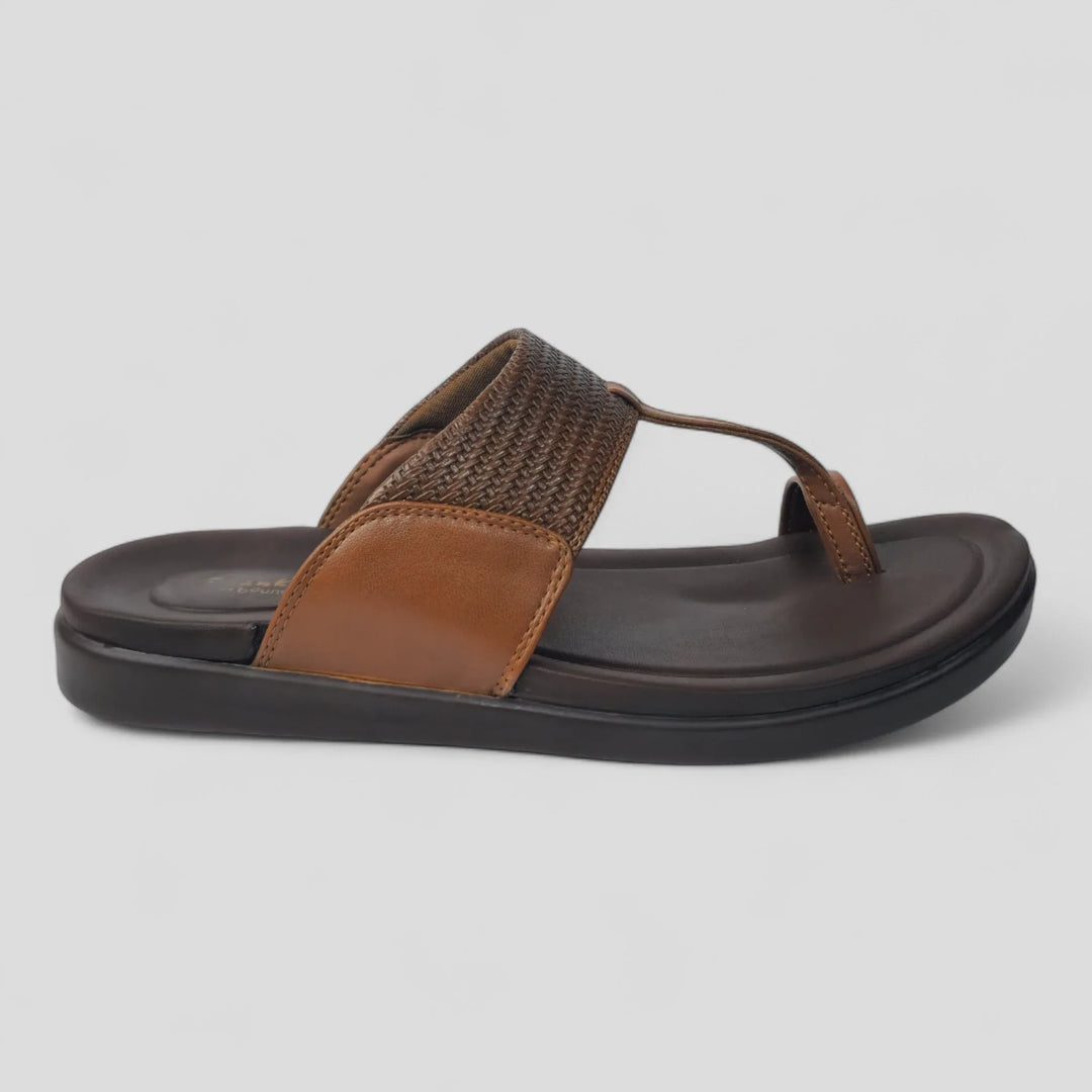 FRANKY GS5 Men's TAN Chappal/Flip flop/Slipper Chakhdi Style Chappal/Slipper Extra Soft Chappal/Slipper/ Ethnic Wear Leather Navratri Fashion Footwear. - qivii