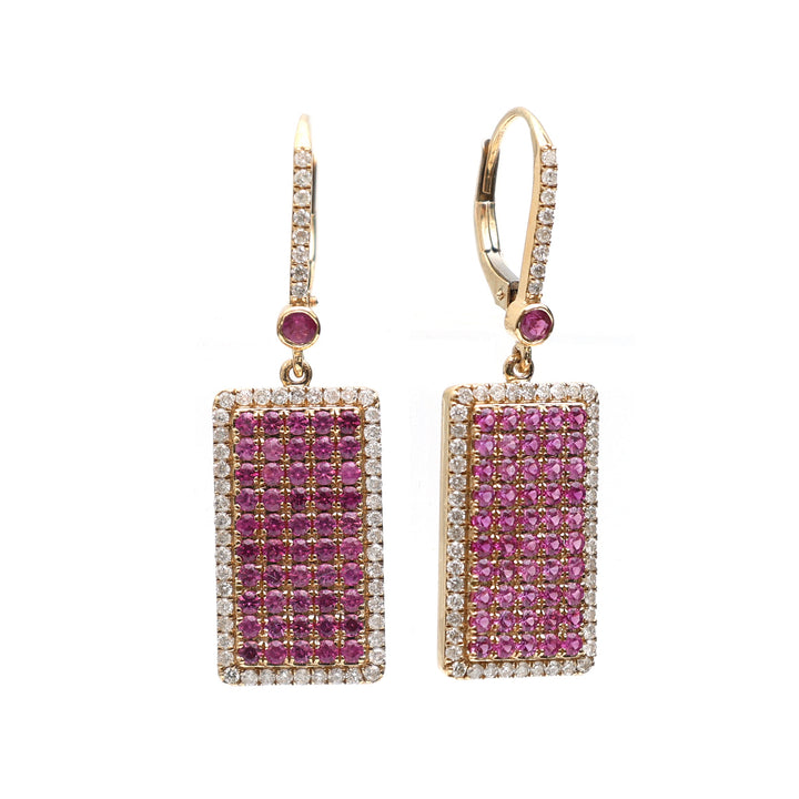 Pink Sapphire Dog Tag Earring - qivii