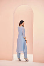 Teal Blue Organza Salwar Suit