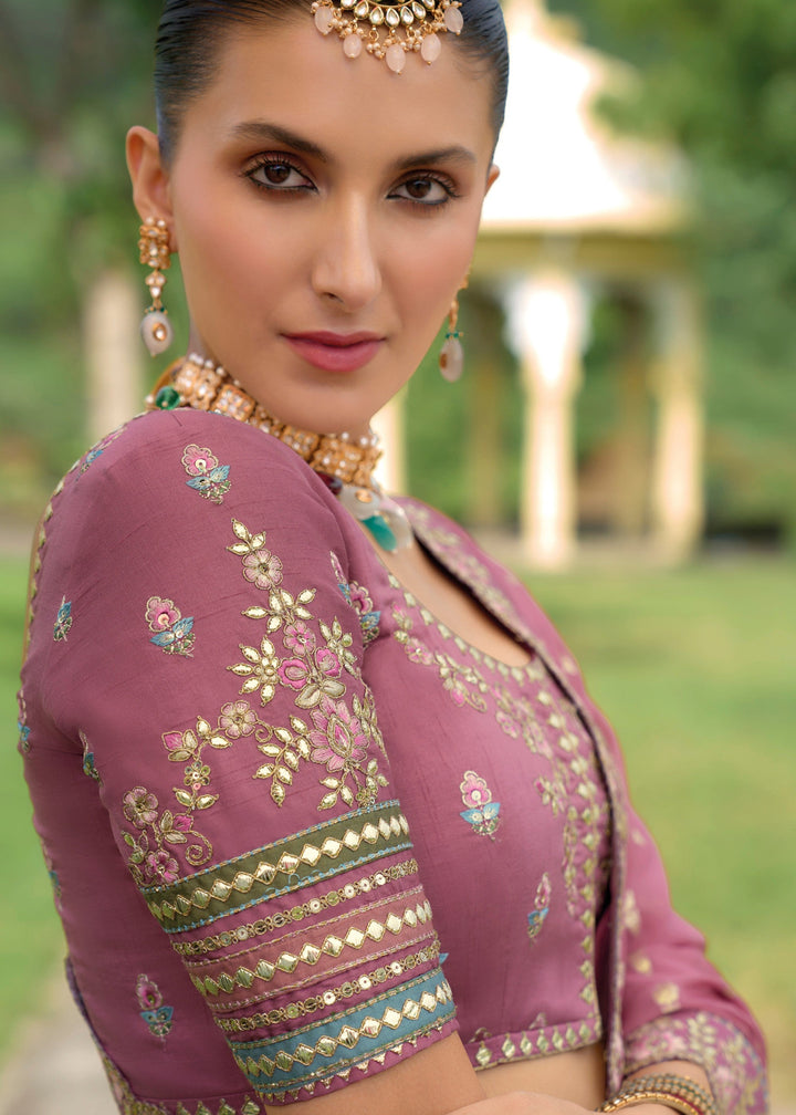 Chinese Purple Banarasi Silk Lehenga With Heavy Embroidery Work | Ready To Wear - qivii