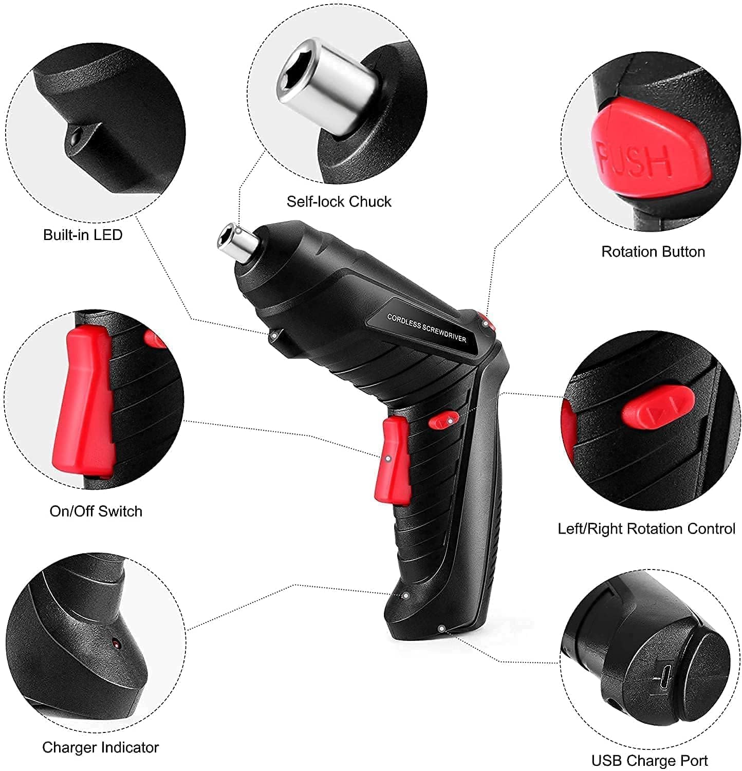 Electric Screwdriver 47 in 1 Rotatable Cordless Screwdriver Drill