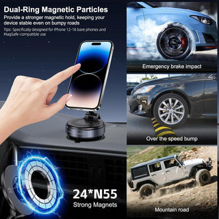 Magnetic Phone Holder – 360° Vacuum Suction Car Mount | Heavy-Duty Magnetic Phone Stand
