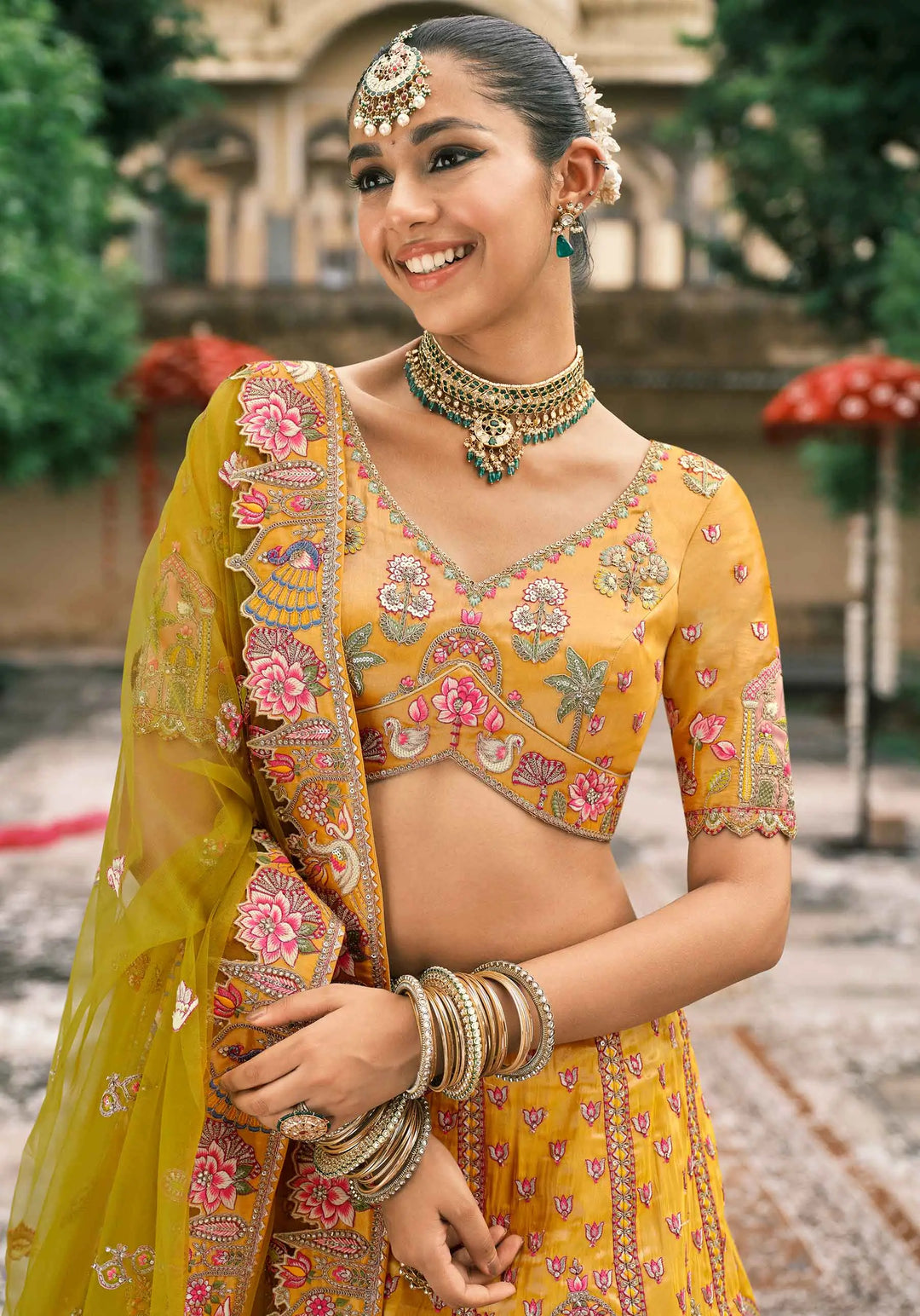 Yellow Bridal Lehenga With Stunning Designer Embroidery - qivii