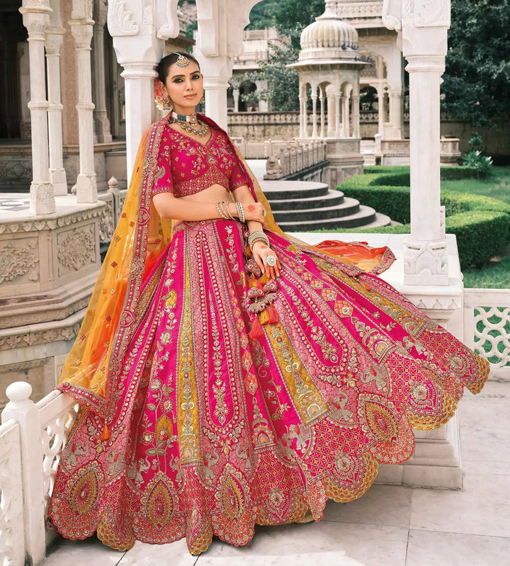 Pink Bridal Lehenga With Stunning Designer Embroidery - qivii