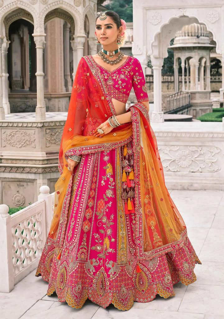 Pink Bridal Lehenga With Stunning Designer Embroidery - qivii