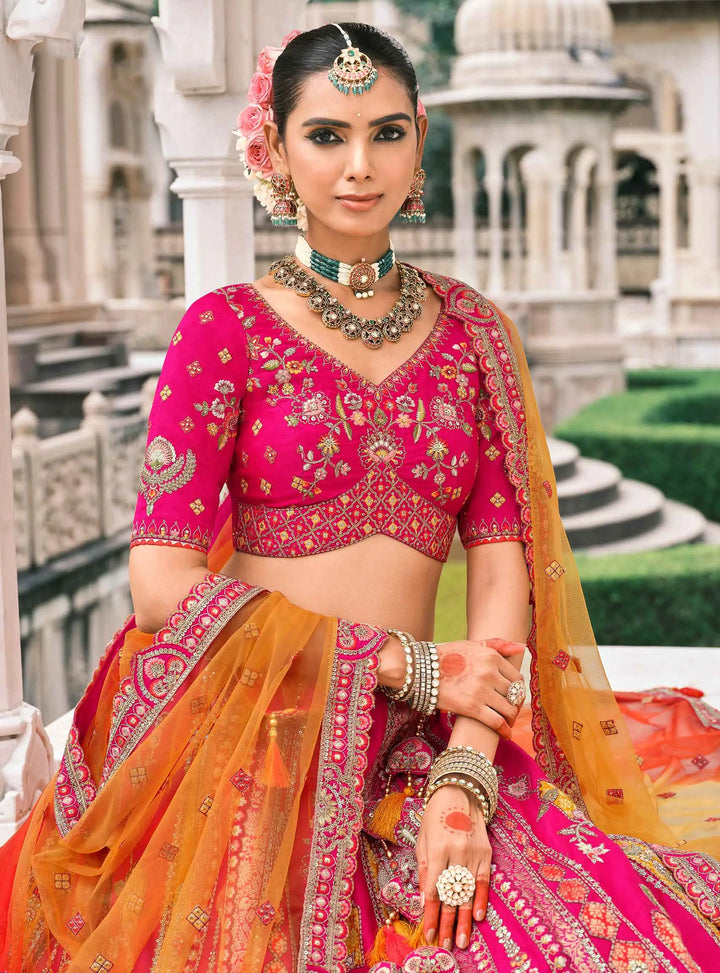 Pink Bridal Lehenga With Stunning Designer Embroidery - qivii