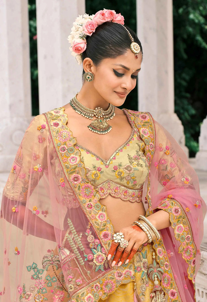 Yellow Bridal Lehenga With Stunning Designer Embroidery - qivii