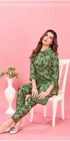 Green Chanderi Co-ord Set.