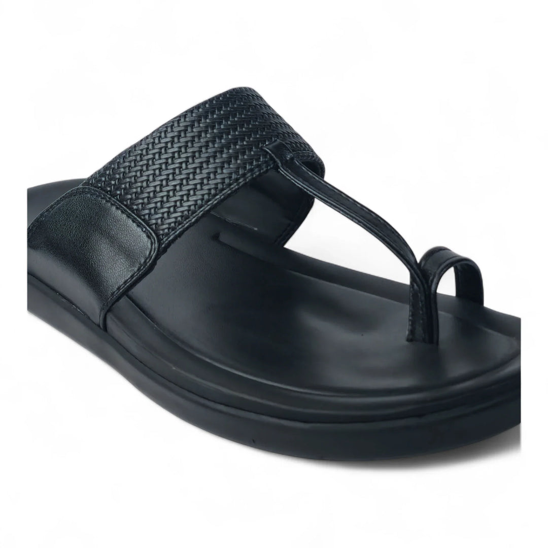 FRANKY GS5 Men's BLACK Chappal/Flip flop/Slipper Chakhdi Style Chappal/Slipper Extra Soft Chappal/Slipper/ Ethnic Wear Leather Navratri Fashion Footwear. - qivii