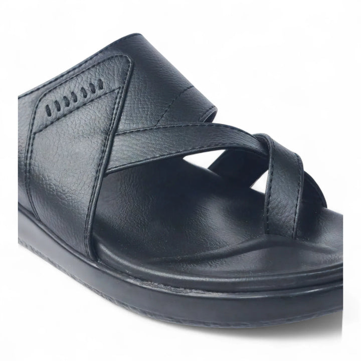 FRANKY GS44 Men's BLACK Chappal/Flip flop/Slipper Extra Soft Cushion Chappal/Slipper/ Ethnic Wear Leather Navratri Fashion Footwear. - qivii