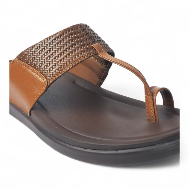 FRANKY GS5 Men's TAN Chappal/Flip flop/Slipper Chakhdi Style Chappal/Slipper Extra Soft Chappal/Slipper/ Ethnic Wear Leather Navratri Fashion Footwear. - qivii