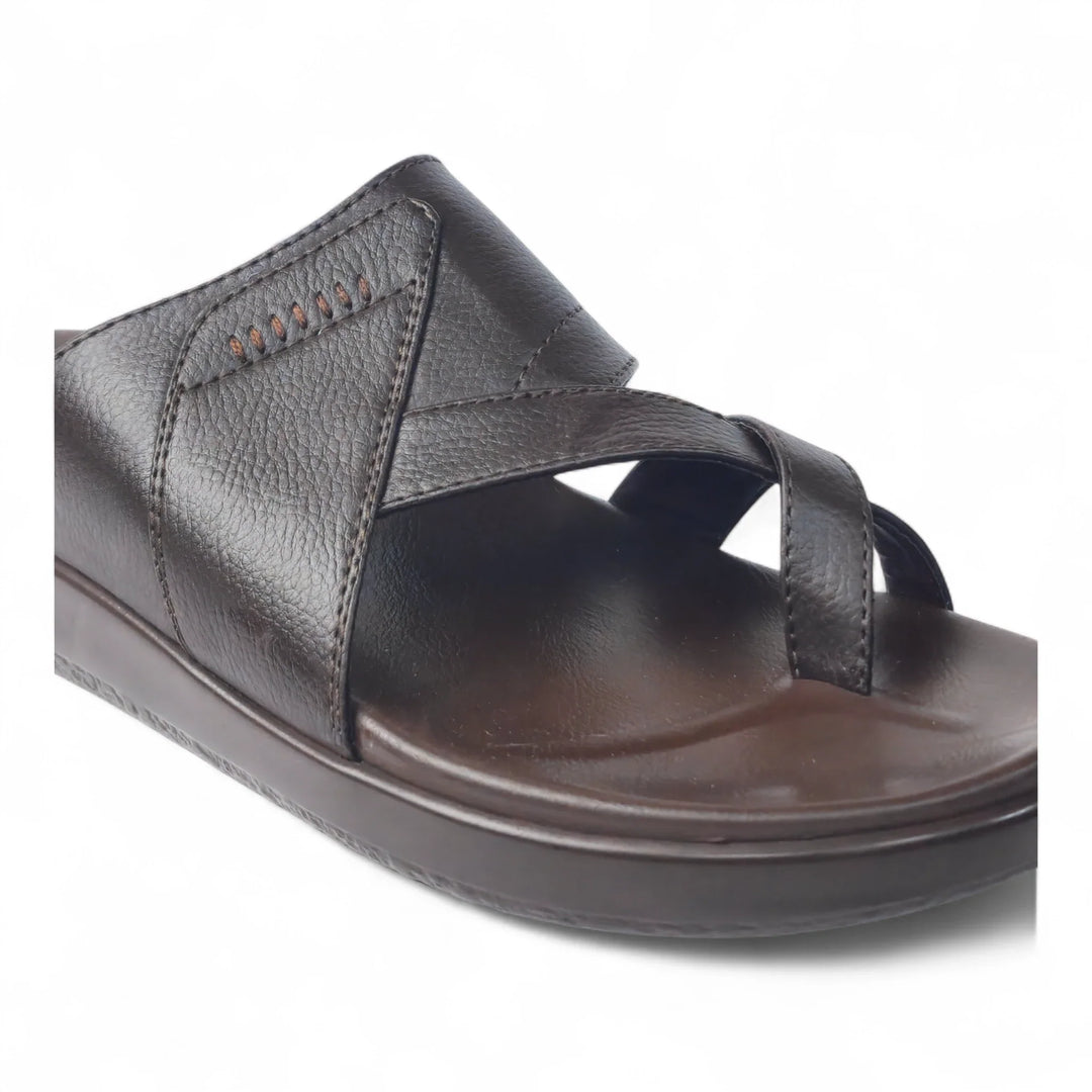 FRANKY GS44 Men's BROWN Chappal/Flip flop/Slipper Extra Soft Cushion Chappal/Slipper/ Ethnic Wear Leather Navratri Fashion Footwear. - qivii