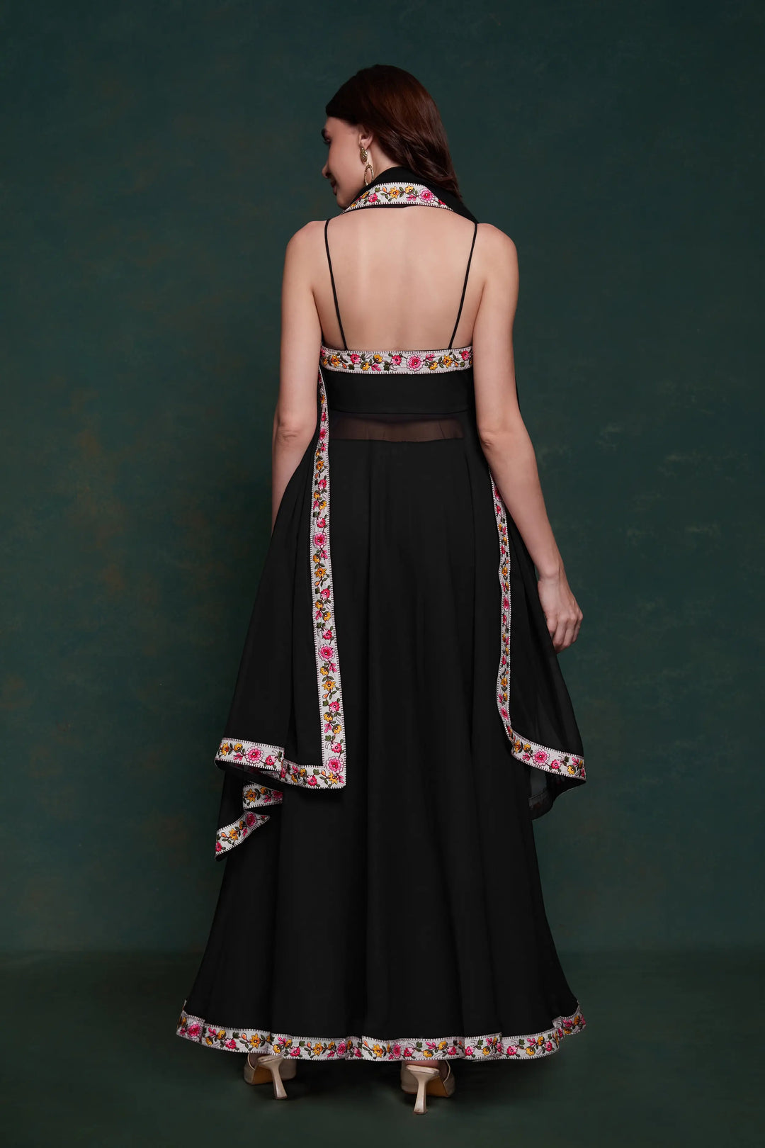 Black Georgette Salwar Suit With Dupatta - qivii