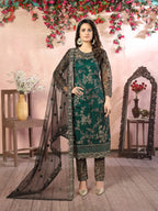 Green Net Thread & Sequence Embroidery Work Salwar Suit