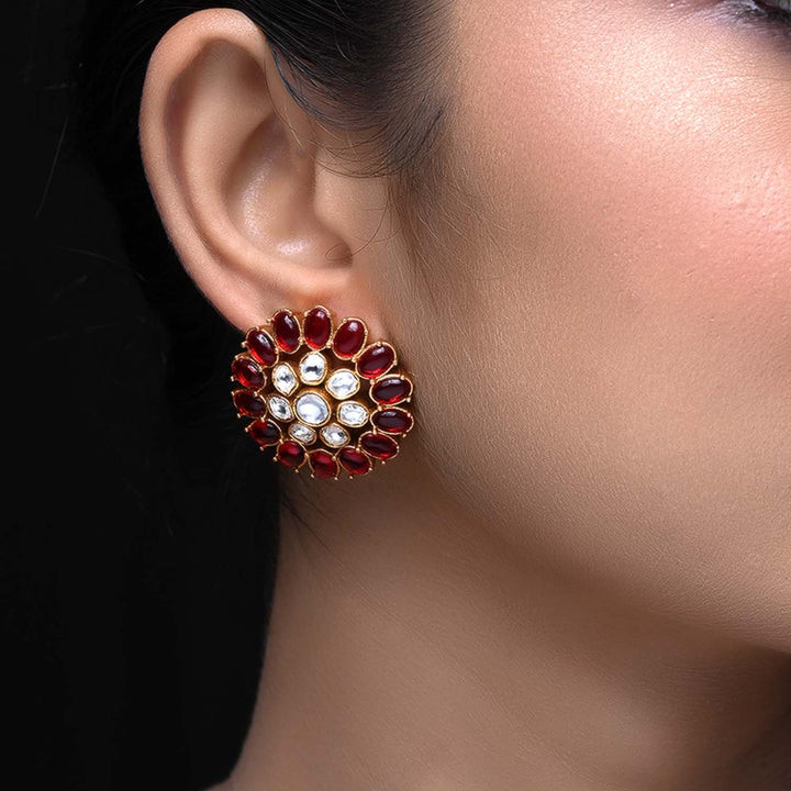  Elegant gold plated brass metal tops adorned with Kundan and colored stones