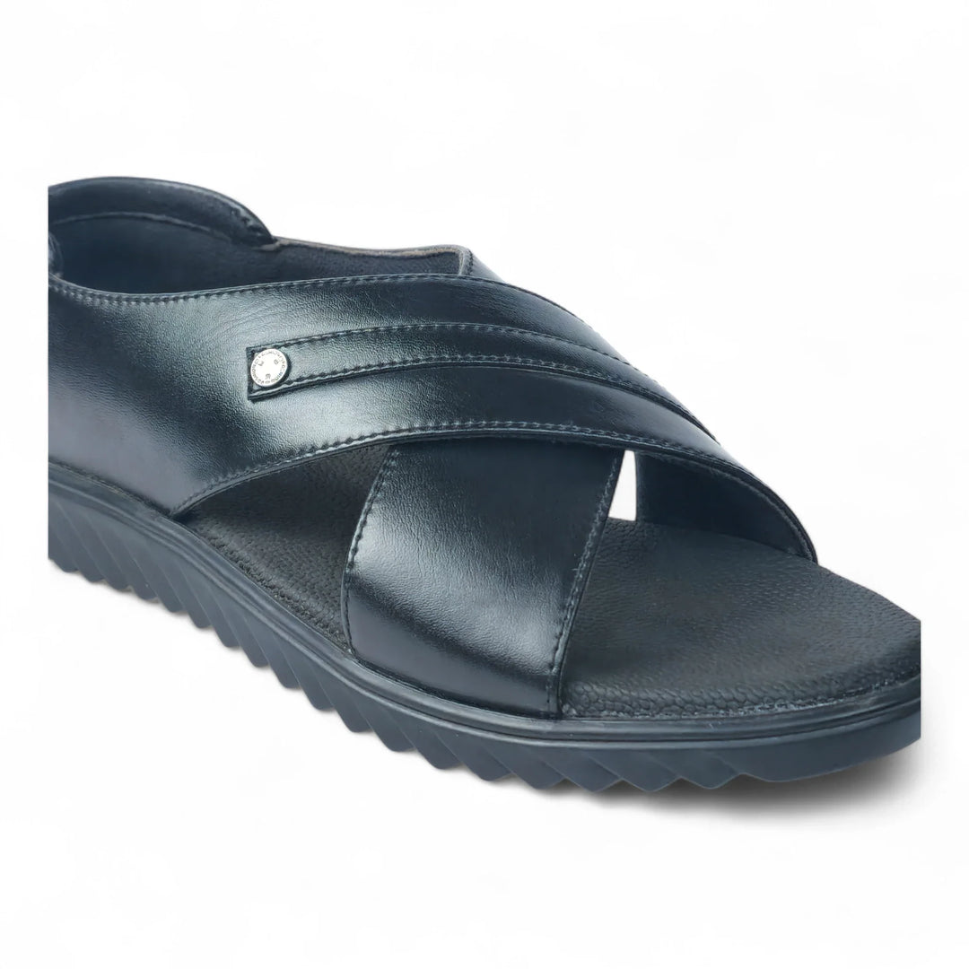 EAGLE P977372 Men's BLACK Sandal/Extra Soft Touch Free,Archfit Sandal Ethnic Wear Leather Navratri Fashion Footwear. - qivii