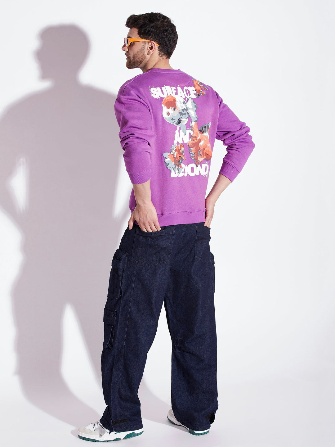 Purple Gold Fish Oversized Sweatshirt