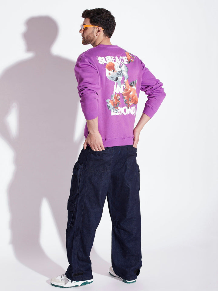Purple Gold Fish Oversized Sweatshirt