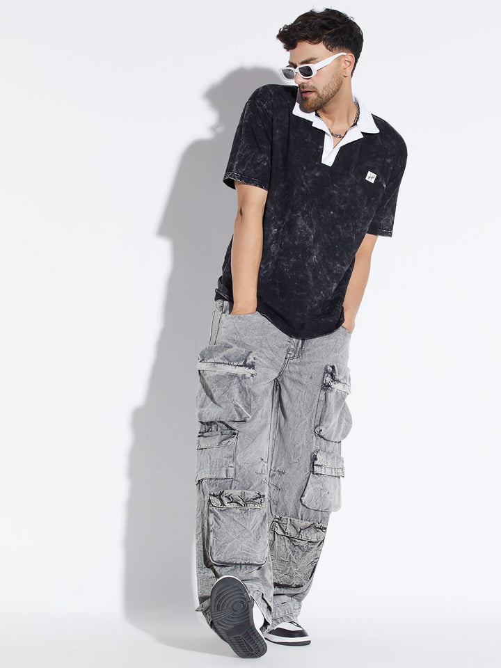 Stone Washed Baggy Cargo Pants