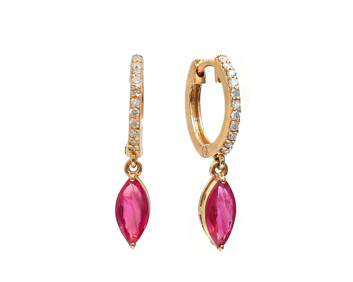 Ruby Marquise Diamond Mini Huggies Earrings - qivii