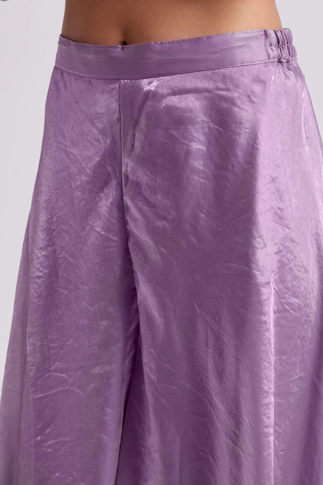 Lilac Purple Pure Organza Salwar Suit With Handwork - qivii