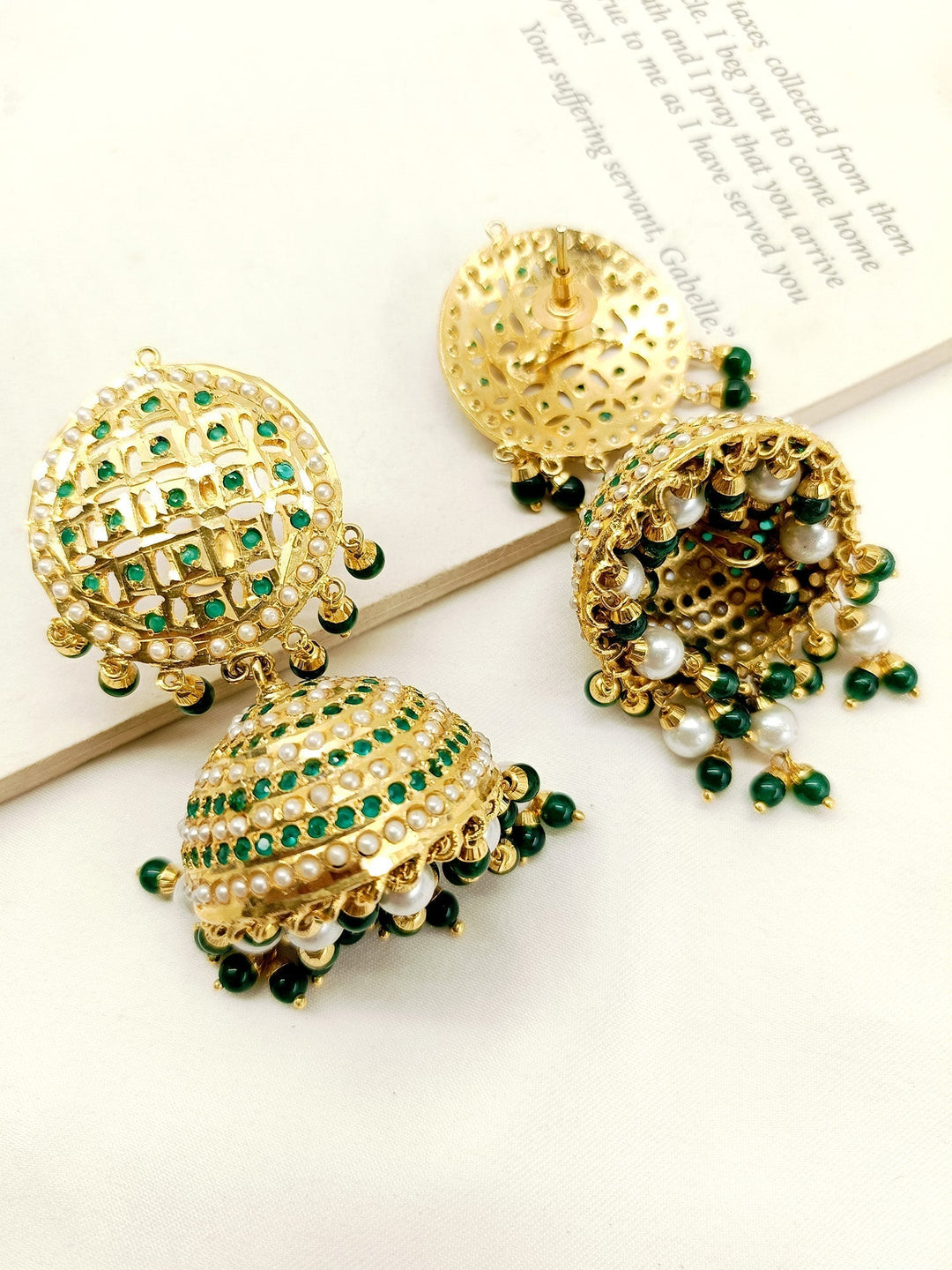 Ismita Green Jadau Jhumki - qivii