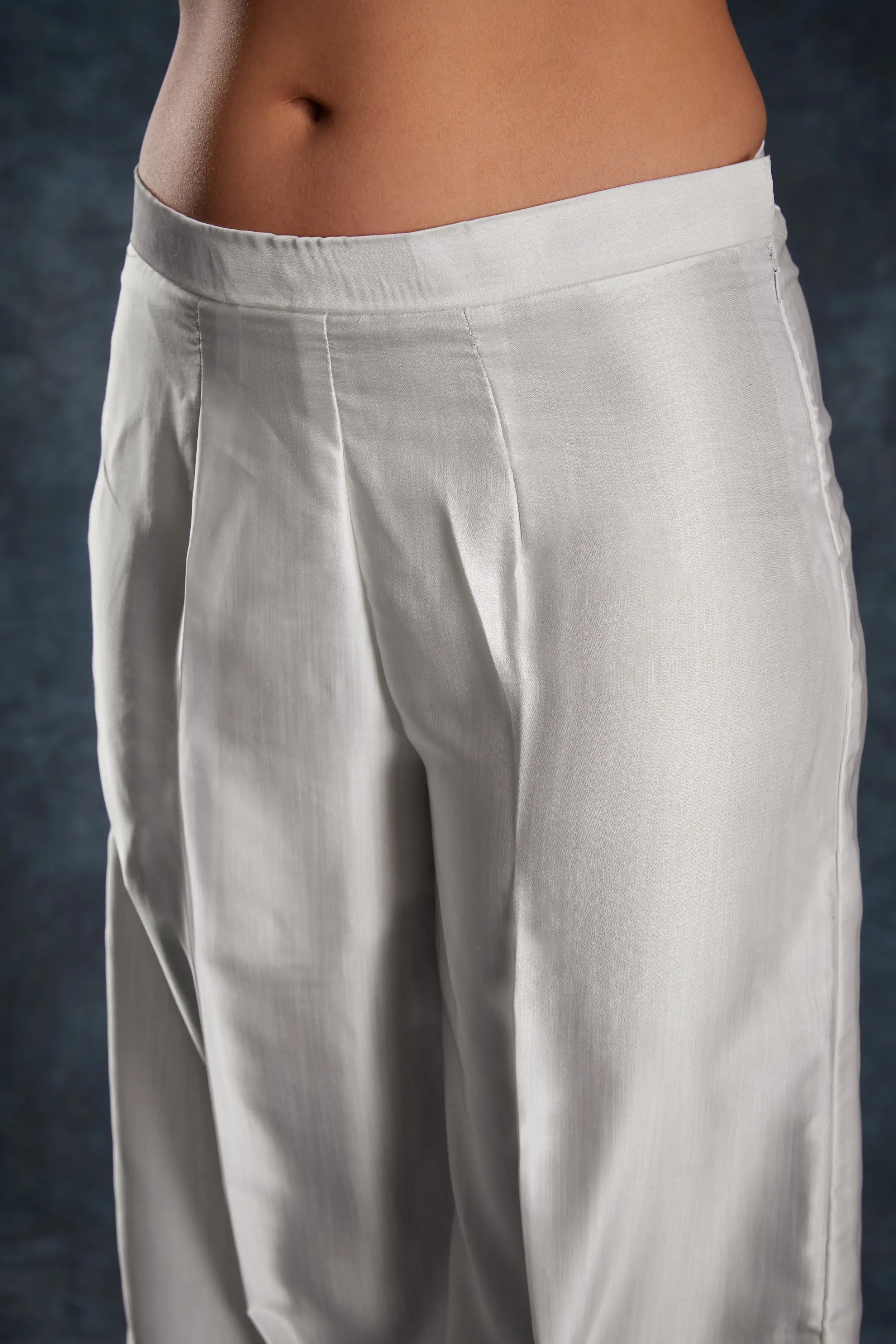 White Printed Satin Co-ord Set