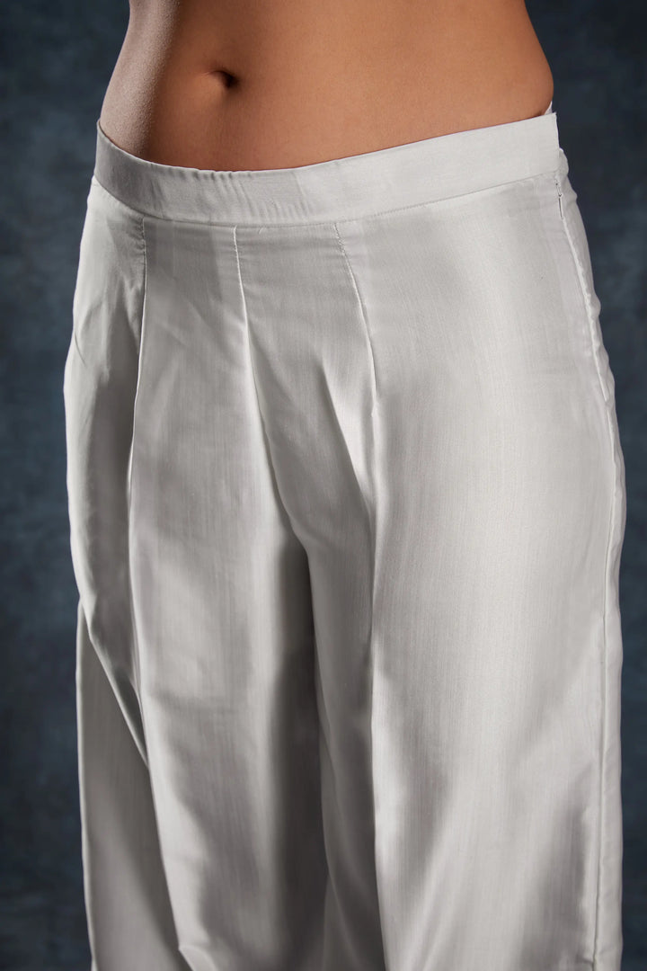 White Printed Satin Co-ord Set - qivii