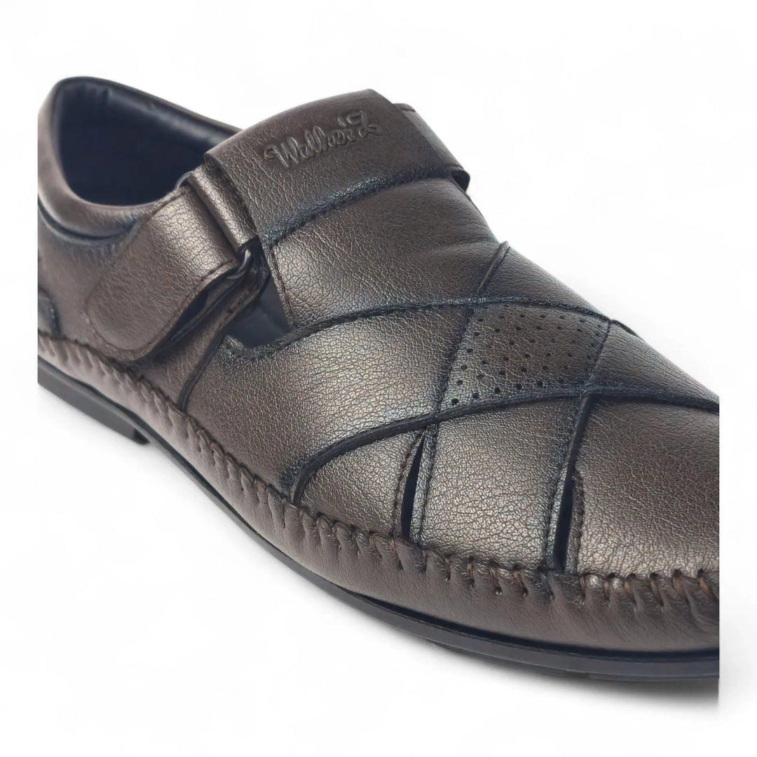 P&G N1401 Men's BROWN Slipon Sandal Extra Soft Sandal/Mojri/Ethnic Wear Leather With Adjustable Strap/Navratri Fashion Footwear. - qivii