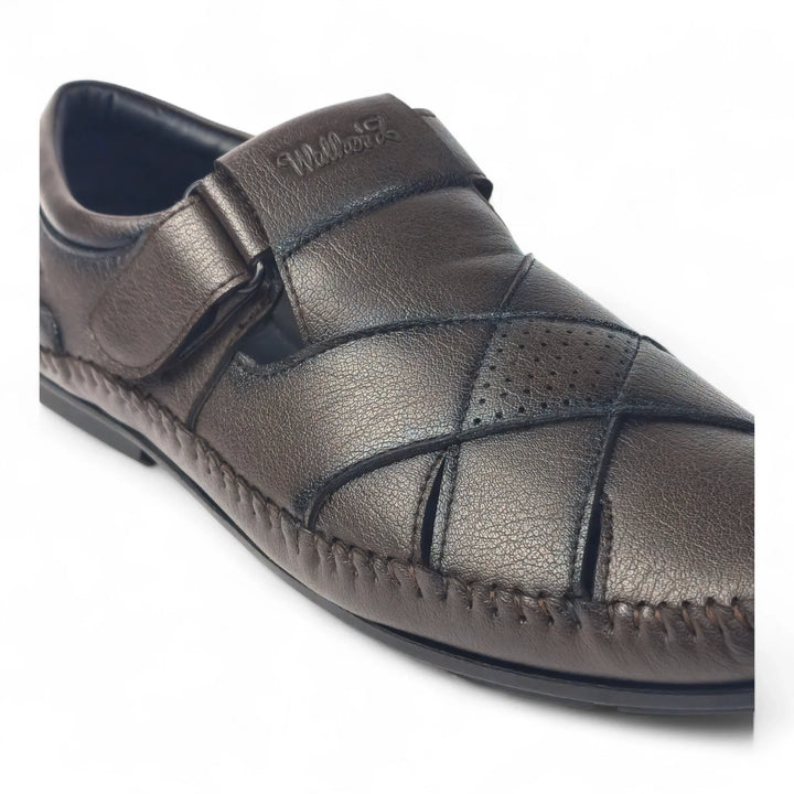 P&G N1401 Men's BROWN Slipon Sandal Extra Soft Sandal/Mojri/Ethnic Wear Leather With Adjustable Strap/Navratri Fashion Footwear. - qivii