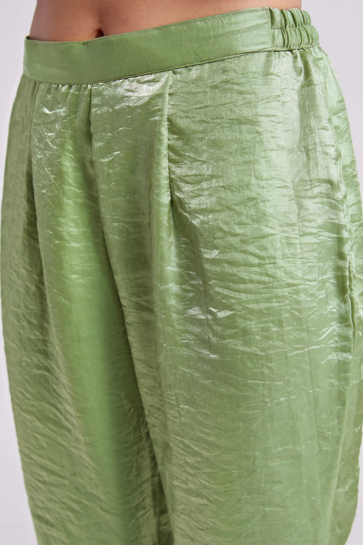 Pista Green Pure Organza Salwar Suit With Handwork - qivii