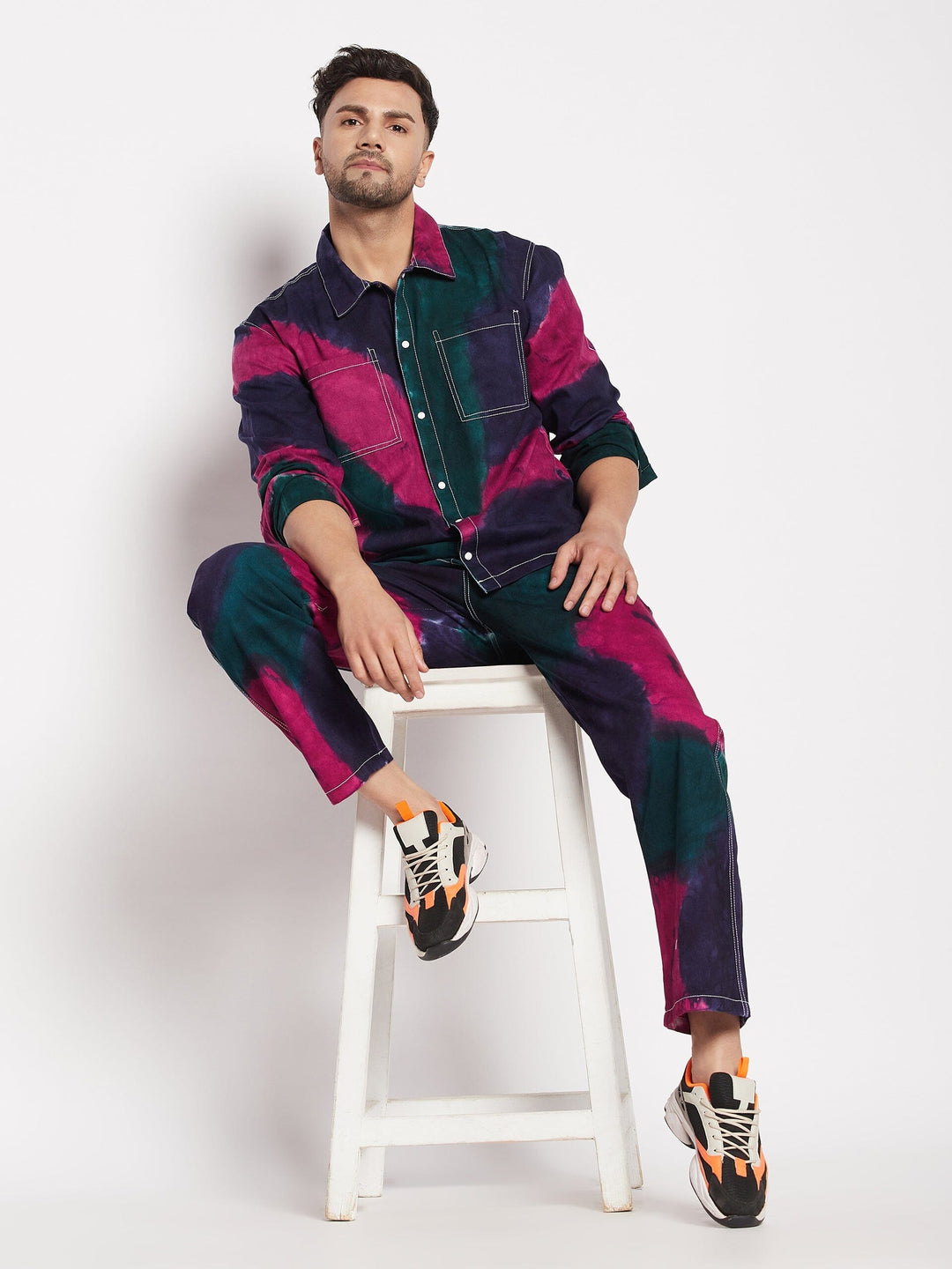 Navy Tri Colour Carpenter Pants