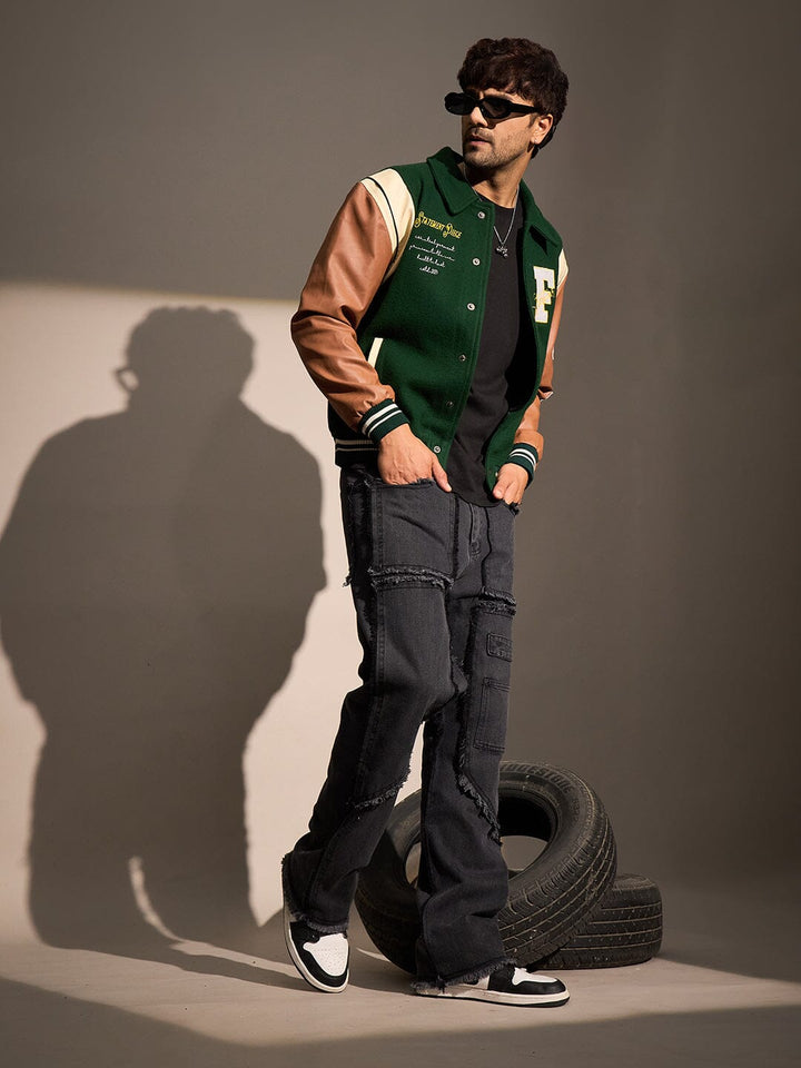 Green Statement Woollen Varsity Jacket