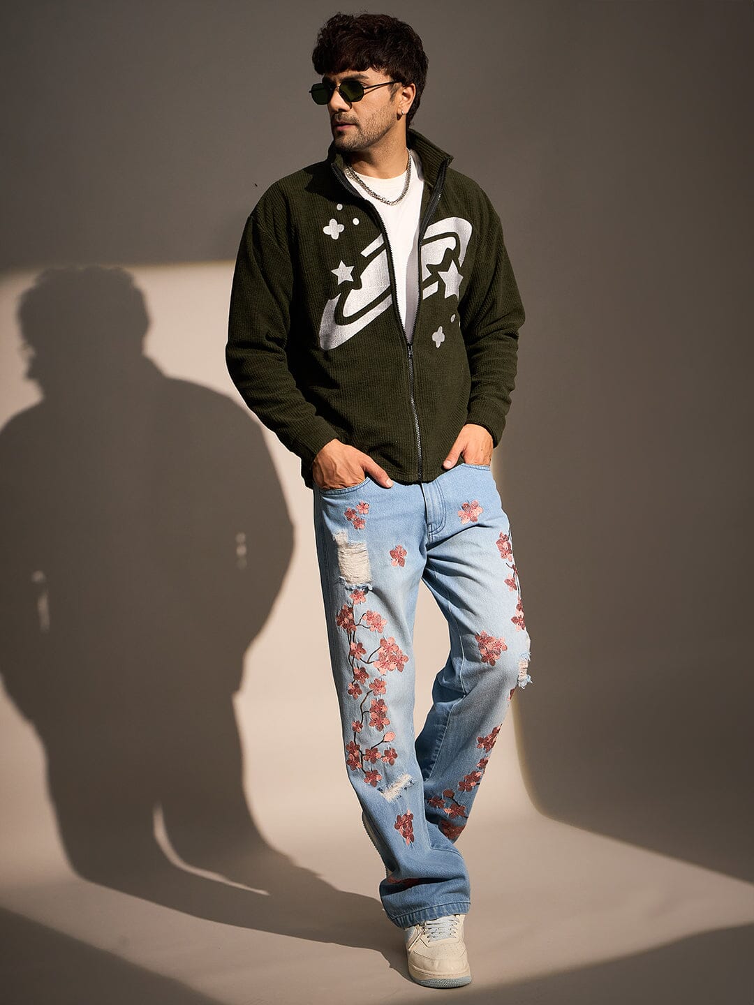 Dark Green Box Fleece Harrington Jacket