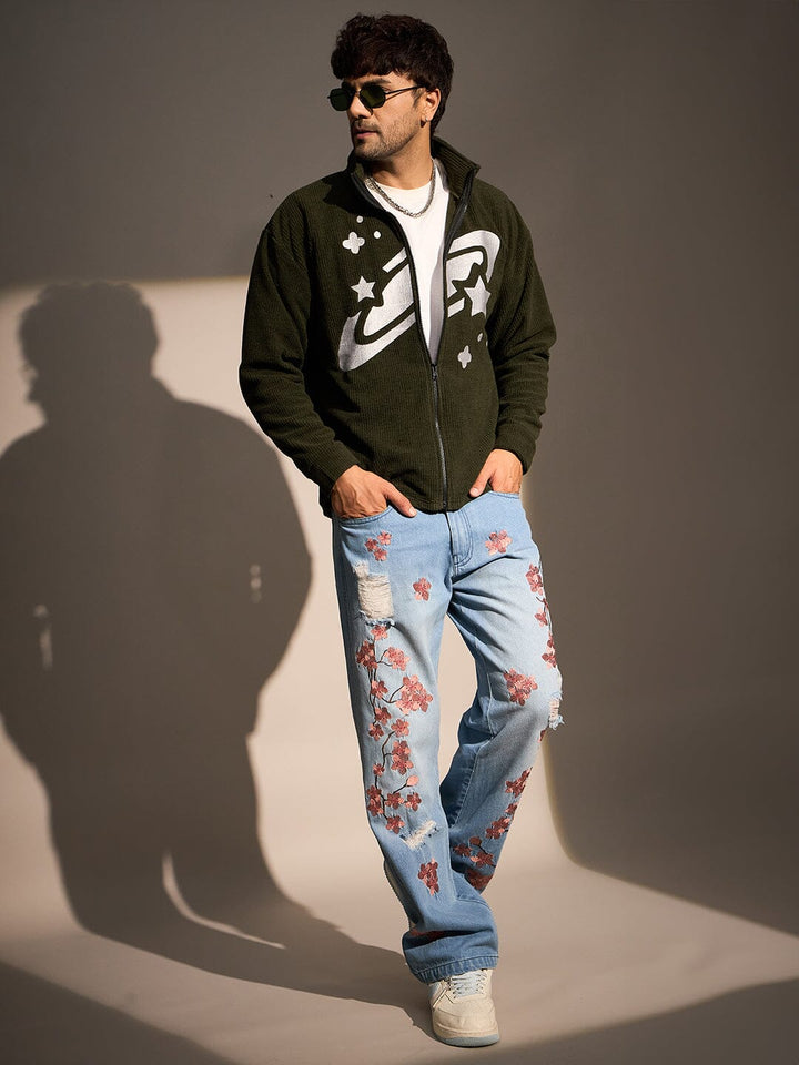 Dark Green Box Fleece Harrington Jacket