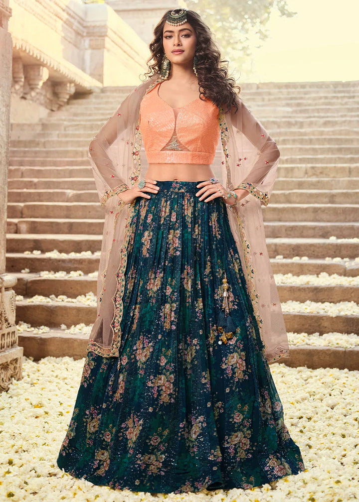 Viscose Georgette Sequin Slub work Ready to Wear Lehenga Choli - qivii