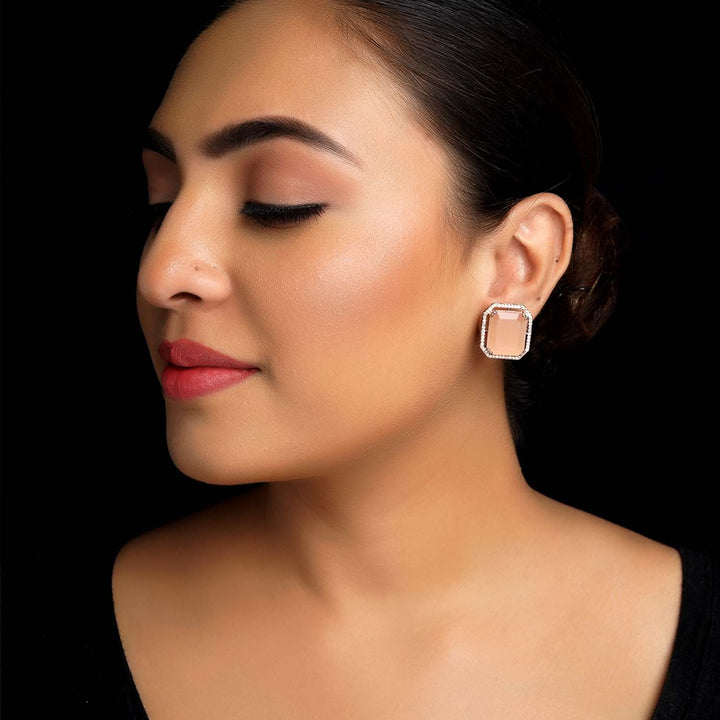 Ishita Peach Diamond Rhodium Plated Victorian Tops - qivii