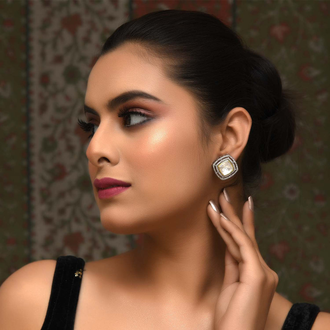 Exquisite Jahnavi Diamond Polki Stone Gold And Silver Plated Kundan Tops