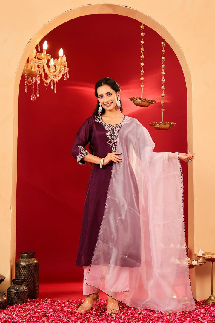 Ragavi Plum Purple Opada Kurta Set