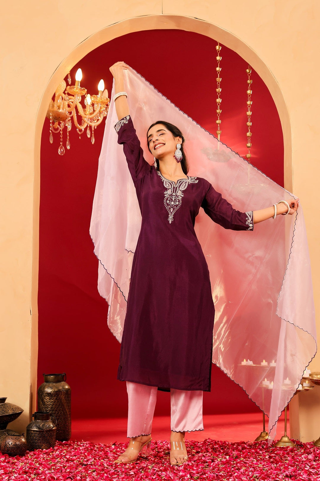 Ragavi Plum Purple Opada Kurta Set