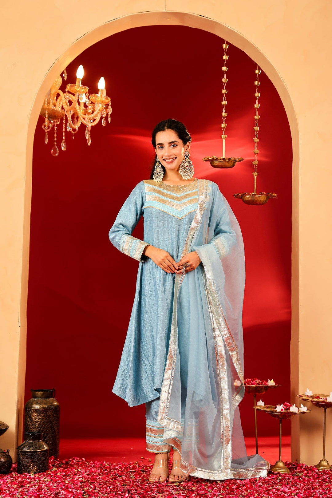 Ragavi Sky Whisper Silk Blend Kurta Set